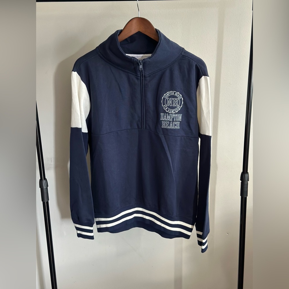 Exist Beach Sweatshirt Size Medium Navy Hampton Beach Quarter Zip Sweatshirt - Picture 14 of 16